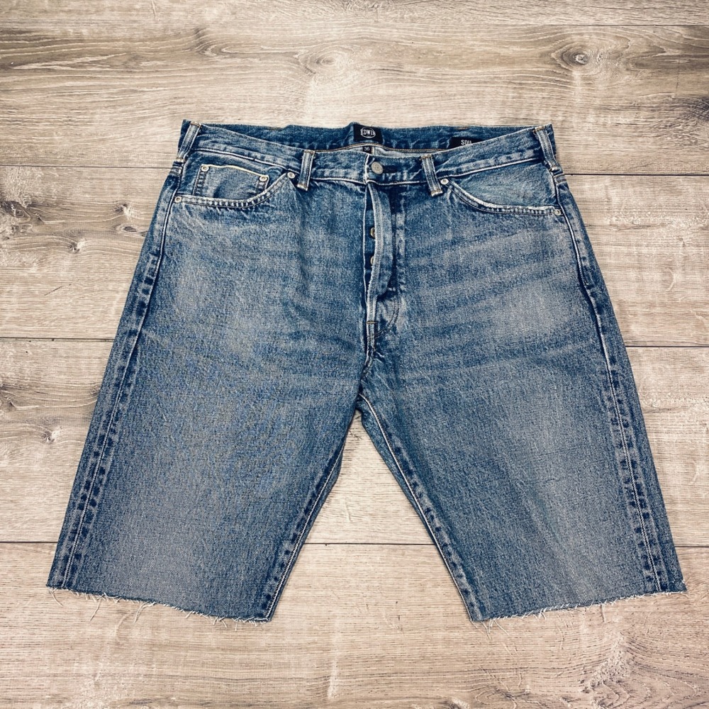 Men's Blue Denim Cutoff Shorts